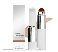 Foundation Stick with Brush, Foundation Stick with Brush 2-in-1 for All Skin Types, Colour-Changing Makeup Stick with SPF 15, Long-Lasting for Natural Glow and Weightless Feeling (Dark Skin Colour)
