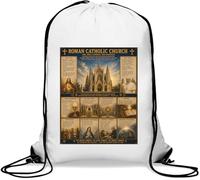 Foundations and Beliefs of Catholic Faith Gym Sack Casual Drawstring Bag White