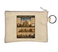 Foundations and Beliefs of Catholic Faith Key Chain Coin Purse Beige