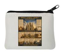 Foundations and Beliefs of Catholic Faith Neoprene Coin Purse Pouch 10x11cm White