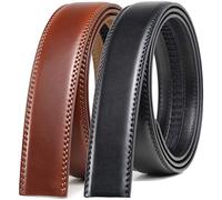 Founders & C Mens Leather Ratchet Belt Strap Only 1 3/8" Without Buckle,Replacement Strap Suitable for 40MM Slide Buckle, Black Leather -106/Burnt Umber Leather, 28-42W