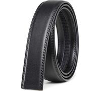 Founders & C Mens Leather Ratchet Belt Strap Only 1 3/8" Without Buckle,Replacement Strap Suitable for 40MM Slide Buckle, Classic Black Leather, 50-60W