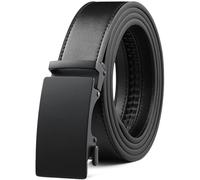Founders & C Men's Ratchet Belt 1 3/8",Leather Dress Belt Adjustable with Click Sliding Buckle Trim to Exact Fit, All Black, 36"-42" Waist