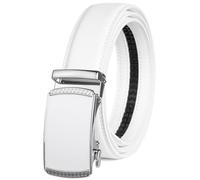 Founders & C Ratchet Belts for Men-Black/Brown Belt Leather 1 3/8" for Casual Dress-Micro Adjustable Belt, White, 36 - 42W
