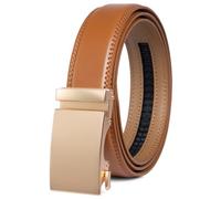 Founders & C Ratchet Belts for Men-Black/Brown Belt Leather 1 3/8" for Casual Dress-Micro Adjustable Belt, Light Brown-gold Buckle, 32 - 38W
