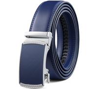 Founders & C Ratchet Belts for Men-Black/Brown Belt Leather 1 3/8" for Casual Dress-Micro Adjustable Belt, Blue, 32 - 38W