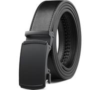 Founders & C Ratchet Belts for Men-Black/Brown Belt Leather 1 3/8" for Casual Dress-Micro Adjustable Belt, All Black 02, 32 - 38W