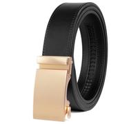 Founders & C Ratchet Belts for Men-Black/Brown Belt Leather 1 3/8" for Casual Dress-Micro Adjustable Belt, Black-gold Buckle, 32 - 38W