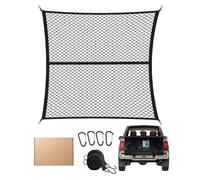 FoundGo 120x120cm Single Layer Elastic Cargo Net - Stretches to 210x210cm for Truck, Motorhome, Van, Pickup - Includes 4x Steel Carabiners, 4x ABS Hooks, 2x straps