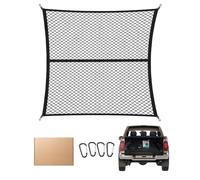 FoundGo 120x120cm Single Layer Elastic Cargo Net - Stretches to 210x210cm for Truck, Motorhome, Van, Pickup - Includes 4x Steel Carabiners, 4x ABS Hooks