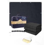 FoundGo Awning Carpet with Eyelets, 300x600cm 280g/m² HDPE Camping Carpet，Outdoor Awning Floor with Carrying Bag，Ground Nails and Small Broom, Anthracite
