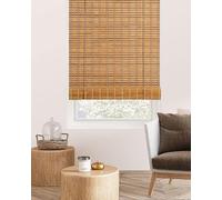 FoundGo Bamboo Blinds No Drill, Width x Height: 120X220cm Retro Roman Blinds Windows, Natural Wooden Window Decorative Curtain, Sunscreen Drape for Windows,Indoor