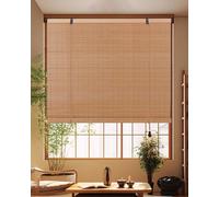 FoundGo Bamboo Blinds No Drilling Customizable,50-120cm Wide,100-280cm Long Bamboo Roman Blinds Curtain,Natural Wood Window Shades Privacy Drape Protection for Windows & Doors(Width x Length)