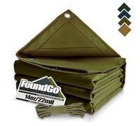 FoundGo Canvas Tarp 10x20ft Heavy Duty Waterproof Tarps with Grommets, UV Resistant, 22 Mil Tarpaulin,14 oz Durable Cloth Covers for Car, Roof, Boat, Camp, Canopy, Woodpile with Ropes-Moss