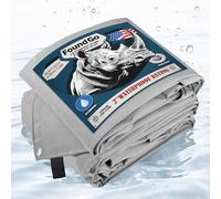 FoundGo Canvas Tarp 7x14ft Heavy Duty Waterproof Tarps with Grommets, UV Resistant, 22 Mil Tarpaulin,14 oz Durable Cloth Covers for Car, Roof, Boat, Camp, Canopy, Woodpile with Loops & Ropes-Grey