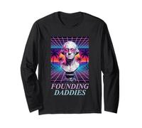 Founding Daddies George Washington Synthwave Retro Long Sleeve T-Shirt