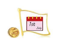 Founding Day Communist Party China Celebrating Golden Metal Flag Lapel Pin Badge