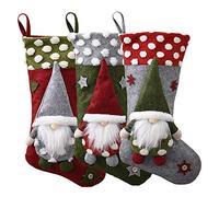 FOUNDOVE Christmas Stockings Large 3 Pack, Classic Santa Xmas Stocking for Adults & Kids, Candy Pouch Gift Bag for Tree Decorations Christmas Ornament