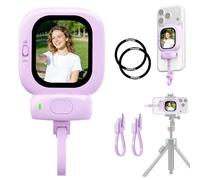 Founist Vlogmate Mini Phone Vlog Selfie Monitor Screen, Phone Holder Clip Mount for Rear Camera Selfies/Vlogging/Live/TikTok,Selfie Screen Compatible with iPhone Back Camera Monitor Screen,Pink