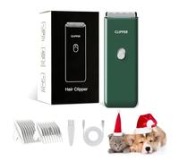 Founouly Professional Household Waterproof Low Noise Pet Hair Clippers Electric USB Rechargeable Painless Grooming Tools Hair Grooming Trimmer for Small Medium Dog Cat AP005 Green