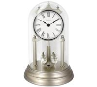 FOUNTAIN DESIGNS 9" Genevieve I Mantel Clock with Revolving Pendulum, Modern Vintage Style, Tabletop Décor, Desk & Shelf Clock (Sliver)