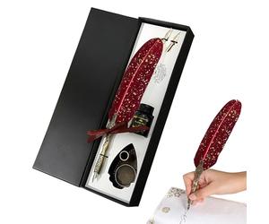 Fountain Pen and Ink Set - Stainless Steel 27.8x9x4cm Vintage Writing Tool, Note Taking Pens | For Beginners, Writers, Authors, Readers, Painters, Teachers, Collectors