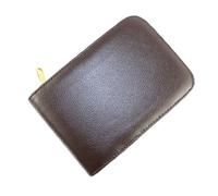 Fountain Pen Case for 12 Pens Leather Brown with Golden Zipper