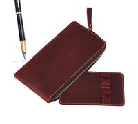 Fountain Pen Case, Fountain Pen Pouch | Zipper Pen Organizer - Display Holder, PU Leather Pen Bag for Daily Use, Travel and Creative Artists, wine red, see description, See description