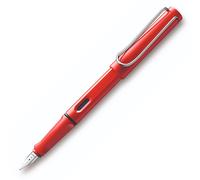 LAMY safari red - Fountain Pen with ergonomic grip & polished steel nib in size M - ideal for any Writing & Calligraphy - including LAMY T 10 blue cartridge - Right-Handed