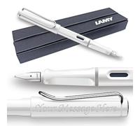 Fountain Pen Lamy Safari - Personalised with Engraving (Italic 1.5mm Nib, Glossy White)