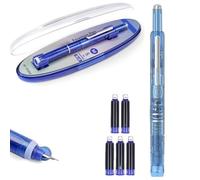 Fountain Pen Retractable: 0.38mm Blue&black Ink Transparent Barrel Includes 5 Refillable Ink Cartridges, Multicolor Pressable Medium Nib Fountain Pen, Smooth Writing No Leaking, Practical Gifts