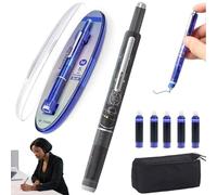 Fountain Pen Retractable: 0.38mm Blue&black Ink Transparent Barrel Includes 5 Refillable Ink Cartridges, Multicolor Pressable Medium Nib Fountain Pen, Smooth Writing No Leaking, Practical Gifts