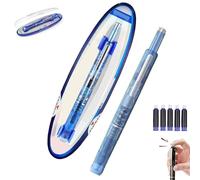 Fountain Pen Retractable 0.38mm Fine Nib Blue & Black Ink Transparent Barrel Includes 5 Refillable Ink Cartridges Smooth Writing No Leaking Gift Set for Calligraphy Journaling Doodling(Black,A)