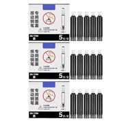 Fountain Pen Retractable, 0.38mm Fine Nib with Blue & Black Ink Cartridges, Transparent Barrel Smooth Writing, For School Office Journaling (15pcs* Alone Black Ink Cartridges)