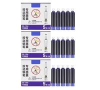 Fountain Pen Retractable, 0.38mm Fine Nib with Blue & Black Ink Cartridges, Transparent Barrel Smooth Writing, For School Office Journaling (15pcs* Alone Blue Ink Cartridges)
