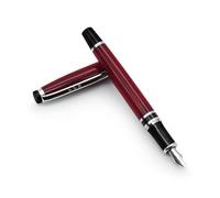 Fountain Pen Revolution FPR Ambassador Burgundy Fountain Pen w/Ultra Flex Nib - Luxury Pen Set Includes Bottle Filling Converter & 2 Long Cartridges