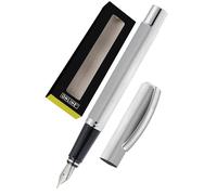 Online Fountain Pen Vision Silver | made of aluminum | Iridium nib medium | Suitable for standard ink cartridges and converters | Pen in gift box