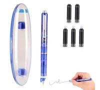 Fountain Retractable Pen, 0.38mm Fine Nib Fountain Pen with 5 Black Ink Cartridges, Fountain Pen Writes Smoothly and No Leakage for Office, School, Business(1 Pen+5 Ink Sac)
