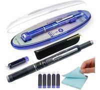 Fountain Retractable Pen, Includes 5 Refillable Ink Cartridges, Writes Smoothly and No Leakage (Black)