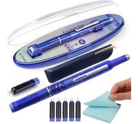 Fountain Retractable Pen, Includes 5 Refillable Ink Cartridges, Writes Smoothly and No Leakage (Blue)