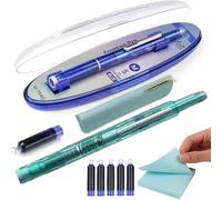 Fountain Retractable Pen, Includes 5 Refillable Ink Cartridges, Writes Smoothly and No Leakage (Green)