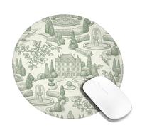 Fountain Small Mouse Pad, Classic Elegant Mansion Garden None Green Round Rubber Non Slip Aesthetic Mousepads for Desk Desk Accessories for Gaming Computer Laptop Round 8x8 Inch