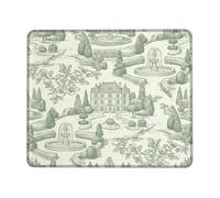 Fountain Small Mouse Pad, Classic Elegant Mansion Garden None Green Square Rubber Washable Aesthetic Desk Mousepads Idea for Home Office Desk Laptop Gamers Gift Square 8x10 Inch