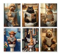 Fountor 6 Pack Animals Paint by Numbers for Adults Canvas Without Frame, DIY Dog Painting by Numbers for Adults, Acrylic Paint Kit Arts and Crafts Adult Beginners for Home Wall Decor Gift 25x35cm