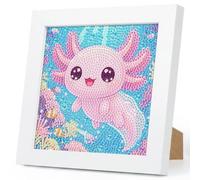 Fountor Axolotl Diamond Art for Kids Ages 4-8-12 with Frame 7x7 Inch