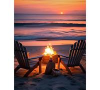 Fountor Beach Paint by Numbers for Adults, Campfire Adult Paint by Numbers Canvas Kits Without Frame - 40x50 cm, DIY Acrylic Painting Kit for Gifts Home Wall Decor