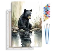Fountor Bear Paint by Numbers for Adults with Frame, Bear Adult Paint by Numbers Canvas Kits, DIY Acrylic Oil Painting by Number for Home Wall Decor Gift 8x12in/20x30cm