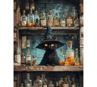 Fountor Black Cat Paint by Numbers for Adults, Cat Adult Paint by Numbers Canvas Kits Without Frame, DIY Acrylic Number Painting Adults for Gifts Home Wall Decor 16x20 Inch