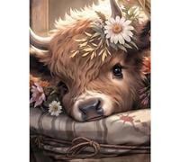 Fountor Diamond Art Kit, 5D Highland Cow Diamond Painting for Adults, DIY Diamond Art Kits for Home Wall Decor, 12x16 Inch, Gift for Adults