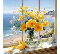 Fountor Flower Paint by Numbers for Adults, Flowers Adult Paint by Numbers Canvas Kits Without Frame, DIY Acrylic Number Painting Adults for Gifts Home Wall Decor 16x16 Inch